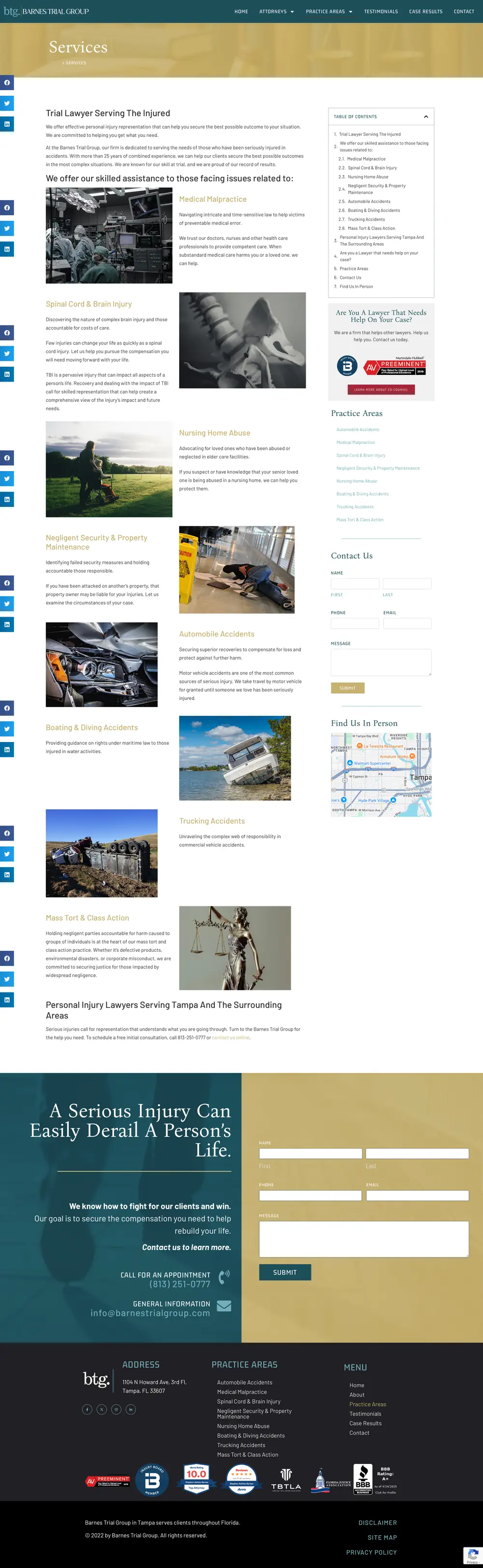 Trial-law positioning built around verdicts and confidence. page