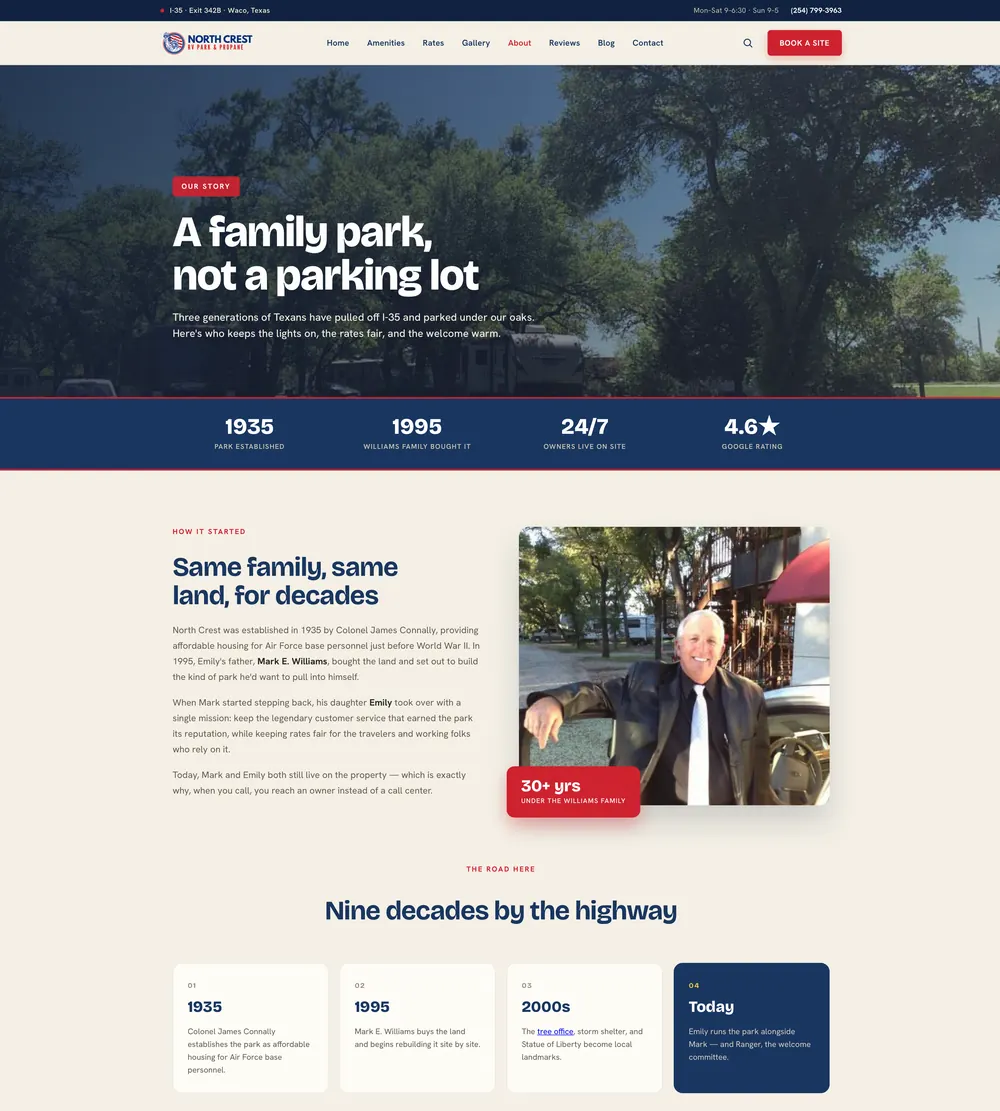 A 90-year-old family RV park, finally as findable as it is good. website, page 3 of 6
