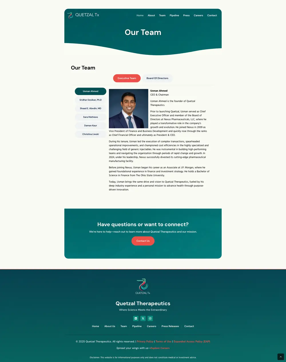 A biopharma site that speaks to experts and decision-makers at once. page