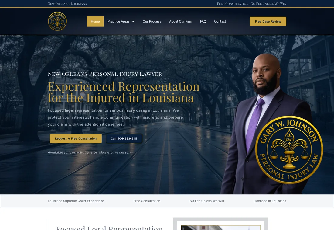 Gary W. Johnson Injury Law website