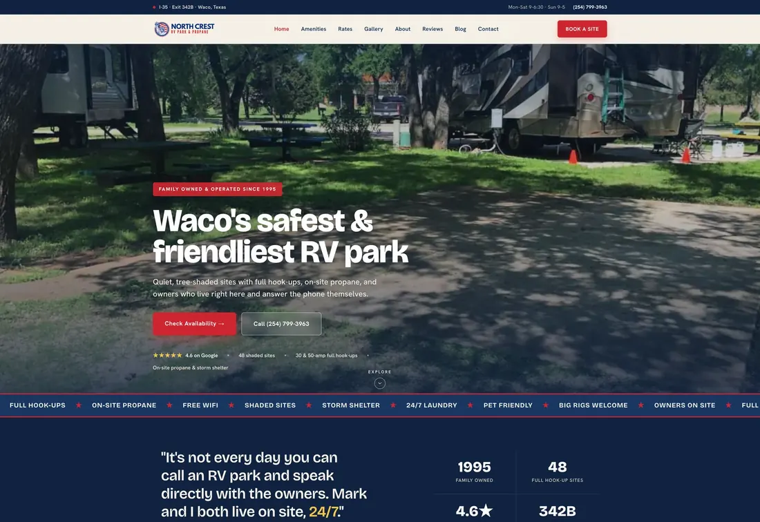 North Crest RV Park website